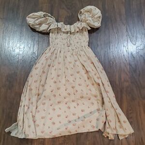 R.Vivimos Floral Puff Sleeve Midi Dress